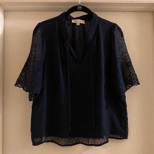 LOFT Midnight Blue Lace Blouse